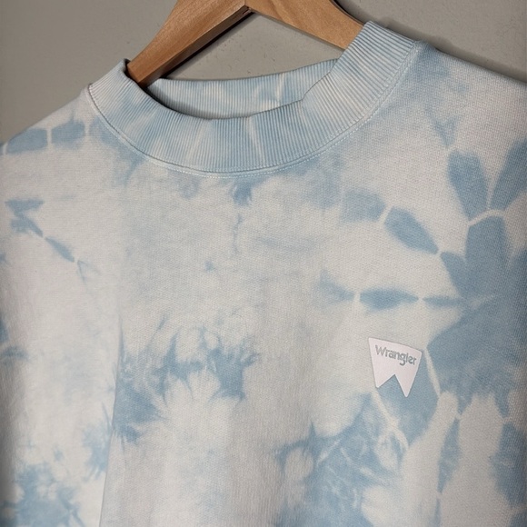Wrangler Tie Dye Oversize Cotton Sweatshirt in Light Blue Size Large Women's - Picture 2 of 6